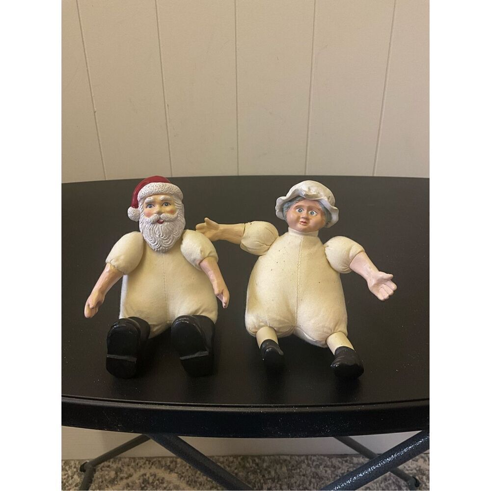 Vintage Wangs International Mr & Mrs Santa Claus Fat Christmas Pair 5” Tall